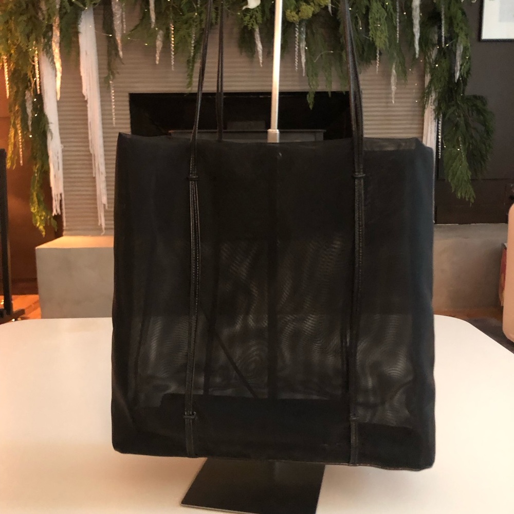 PRADA Black Mesh Tote Bag with pouch